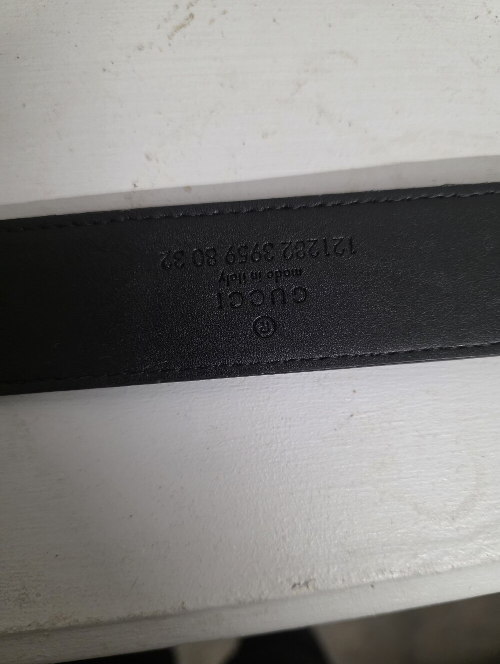 Denim And Black Leather Belt with Embossed Size Marking - Picture 4 of 4